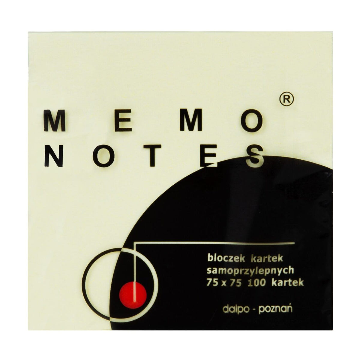 MEMO NOTES Bloczek kartek samoprzylepnych 75 x 75 mm, 100 kartek żółtych