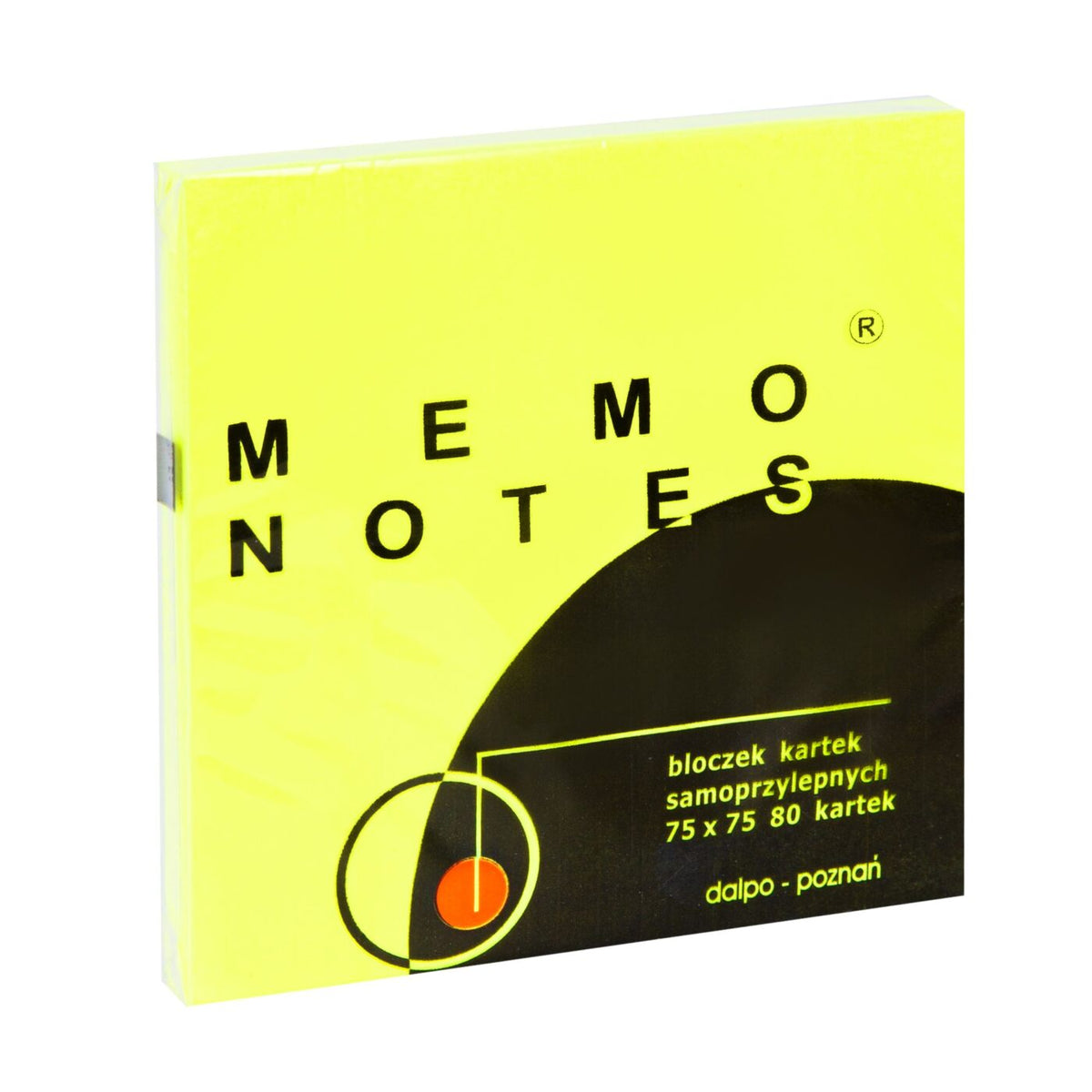 MEMO NOTES Bloczek kartek samoprzylepnych 75 x 75 mm, 80 kartek żółtych brilliant