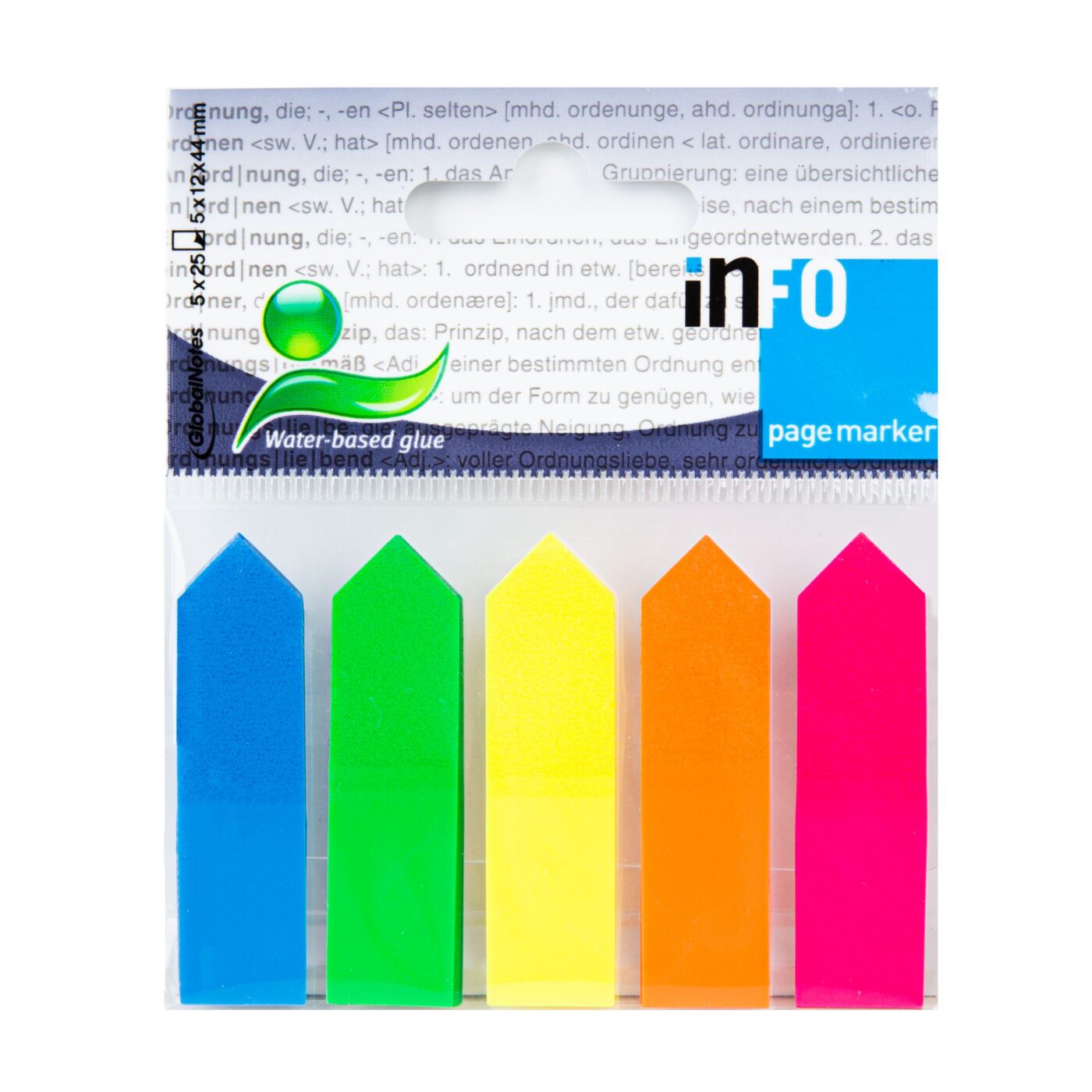Self-adhesive arrow tabs, 5x12x50mm, 5x25 sheets, fluorescent mix