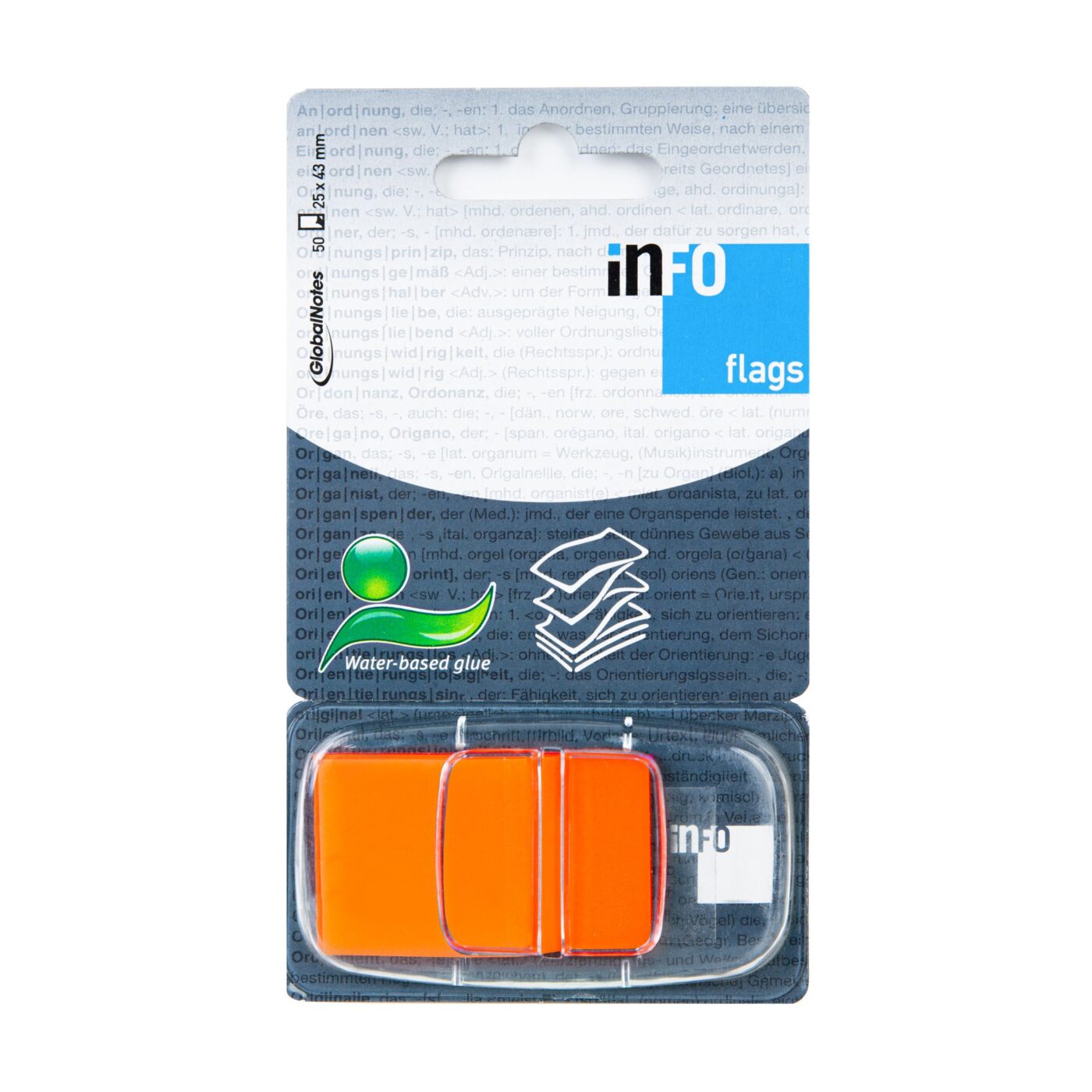 INFO FLAGS self-adhesive tab in dispenser 25x43mm/50 sheets, orange