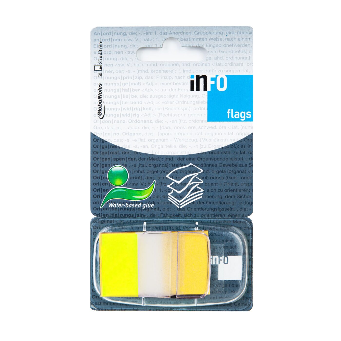 INFO FLAGS sticky tab in dispenser 25x43mm/50 sheets, yellow