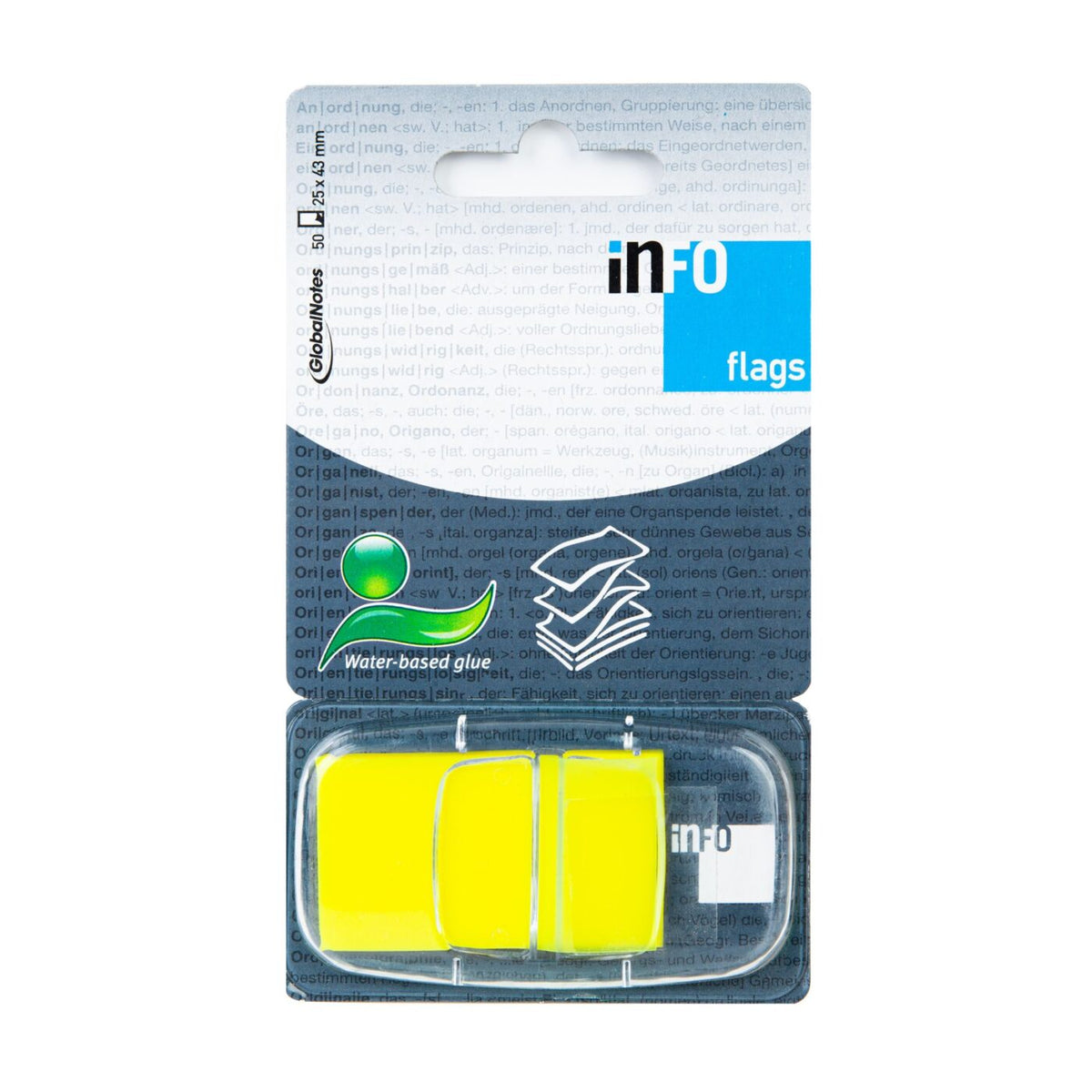 INFO FLAGS self-adhesive tab in dispenser 25x43mm/50 sheets, yellow