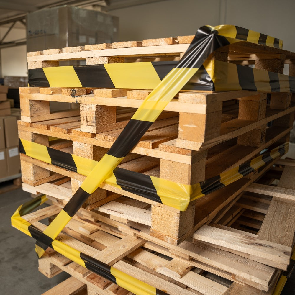 Non-adhesive barrier tape, black and yellow, 75 mm x 90 m
