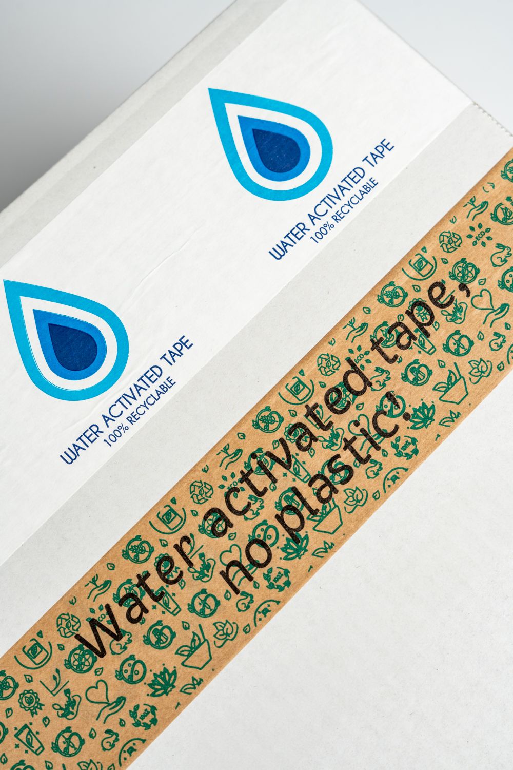 Custom printed water-activated paper tape with logo (various sizes)