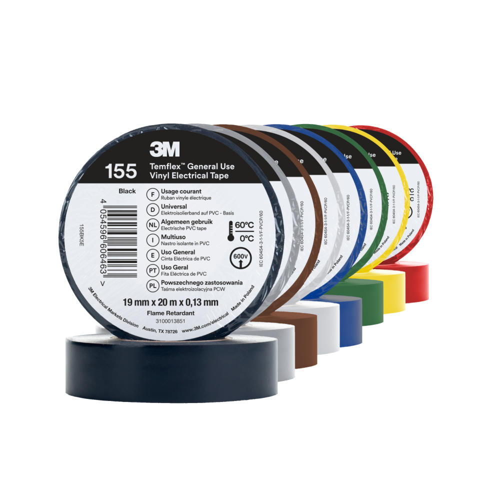 3M Temflex 155 Winylowa taśma elektroizolacyjna 19 mm x 20 m  (różne kolory)