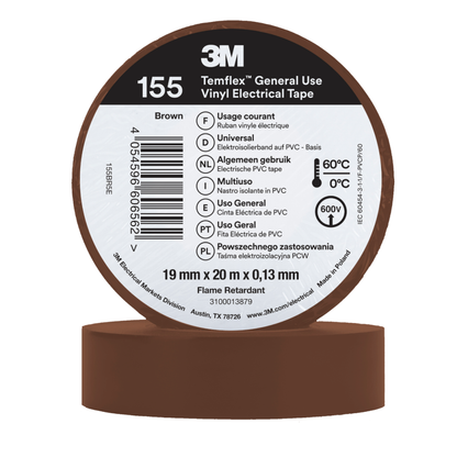 3M Temflex 155 Winylowa taśma elektroizolacyjna 19 mm x 20 m  (różne kolory)