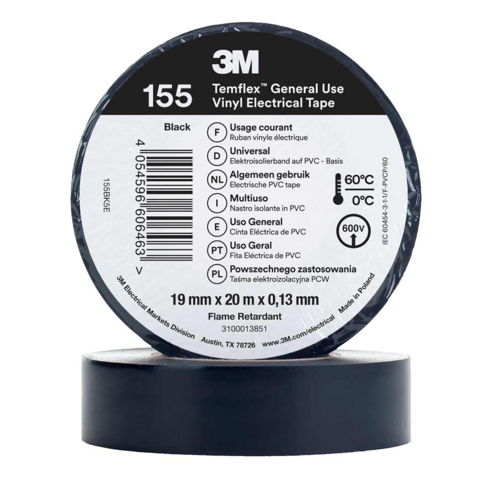 3M Temflex 155 Winylowa taśma elektroizolacyjna 19 mm x 20 m  (różne kolory)