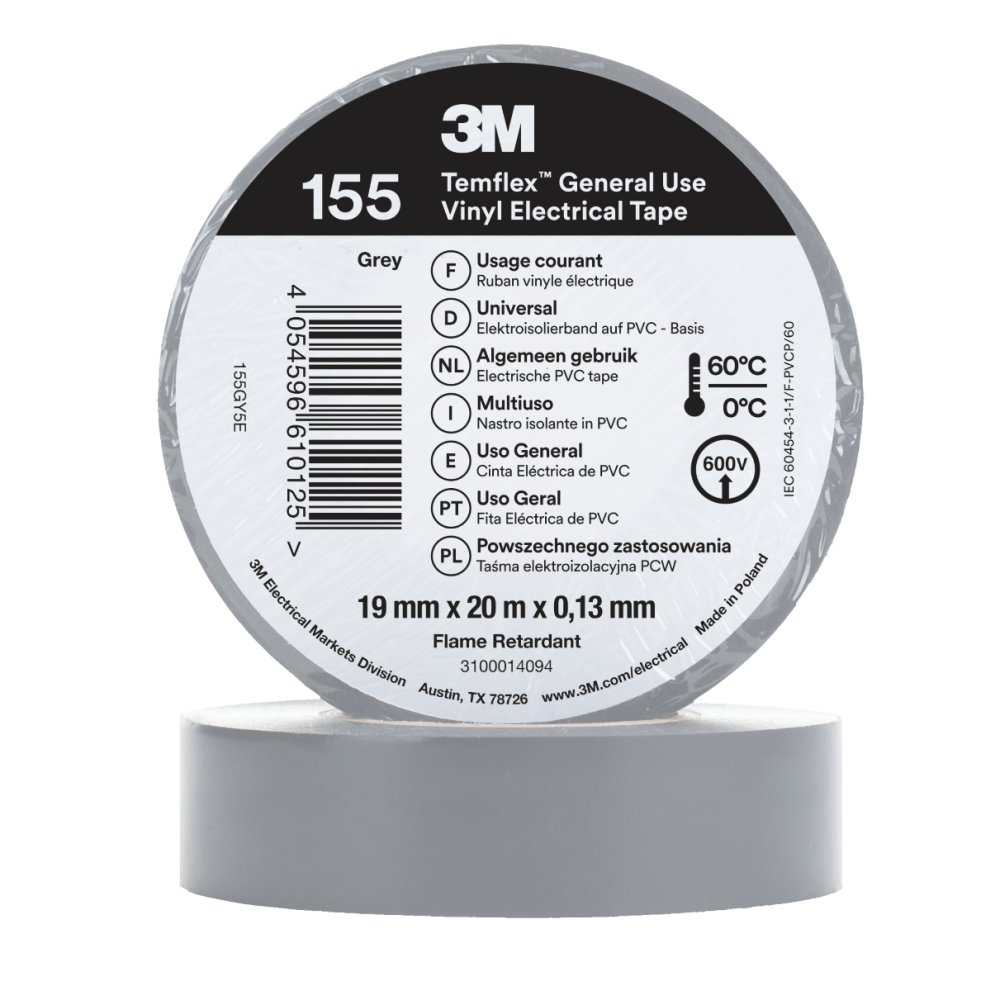 3M Temflex 155 Winylowa taśma elektroizolacyjna 19 mm x 20 m  (różne kolory)