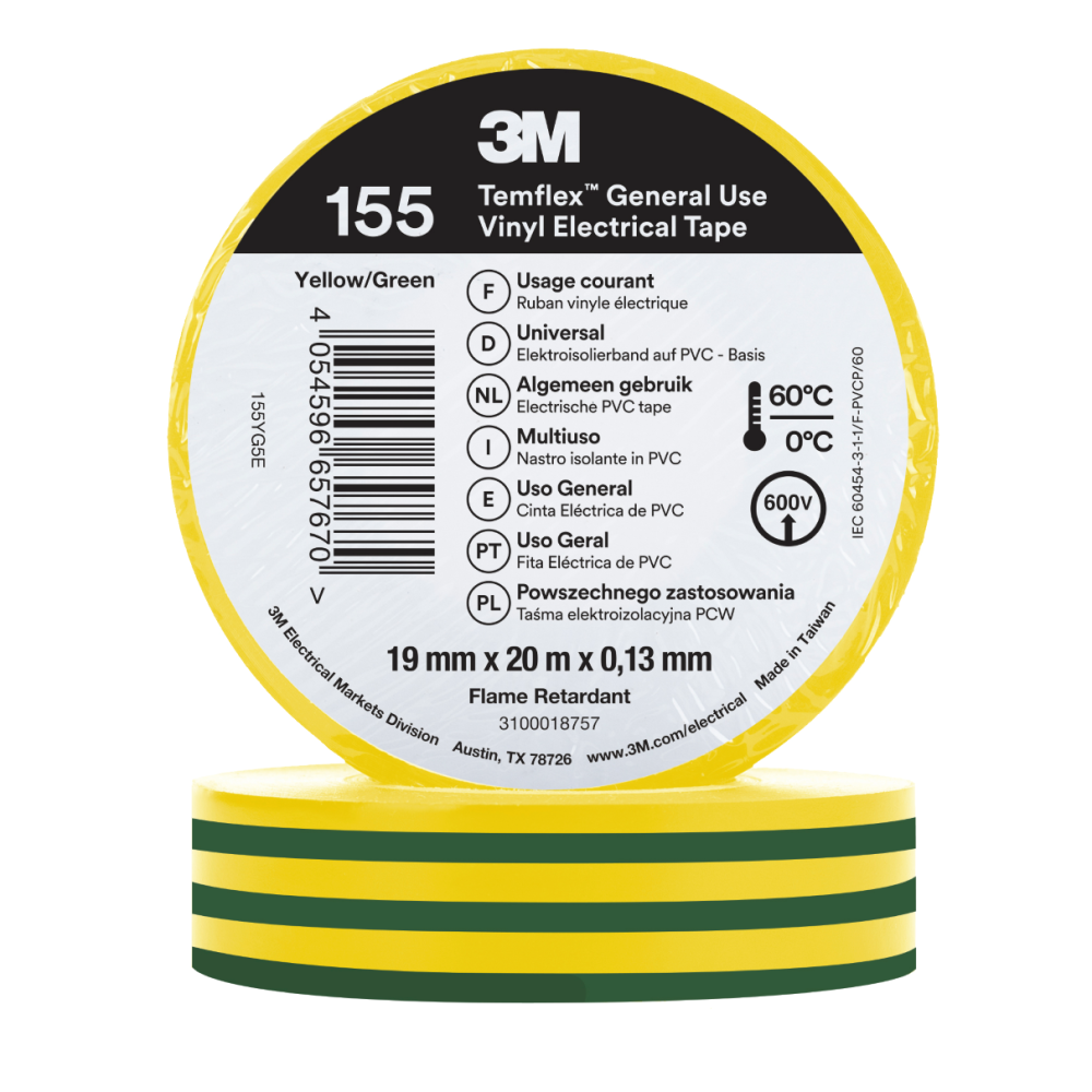 3M Temflex 155 Winylowa taśma elektroizolacyjna 19 mm x 20 m  (różne kolory)