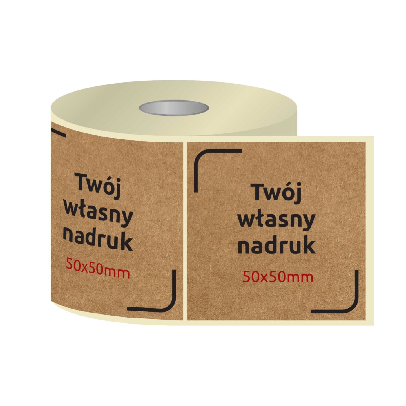 Etykiety, naklejki termotransferowe z nadrukiem KRAFT 50x50mm KWADRAT (różne warianty)