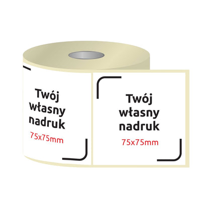 Etykiety, naklejki z nadrukiem 75x75mm KWADRAT (różne warianty)
