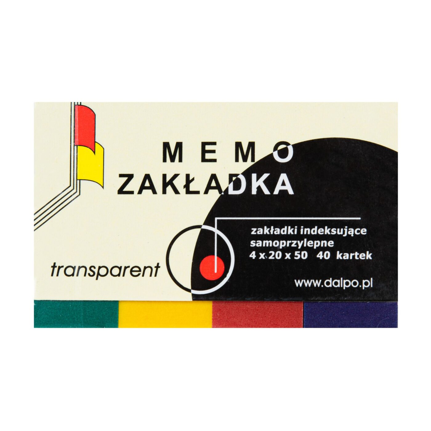 20x50mm transparent tab in cover, 4 colors, 40 sheets each