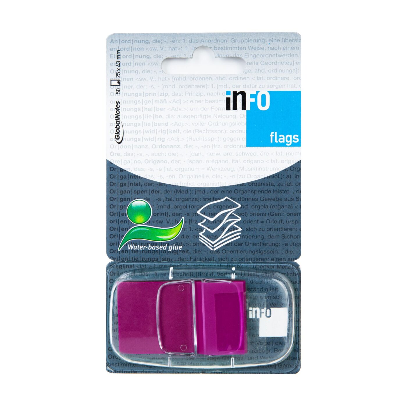 Self-adhesive tab INFO FLAGS in dispenser 25x43mm/50 sheets, pink
