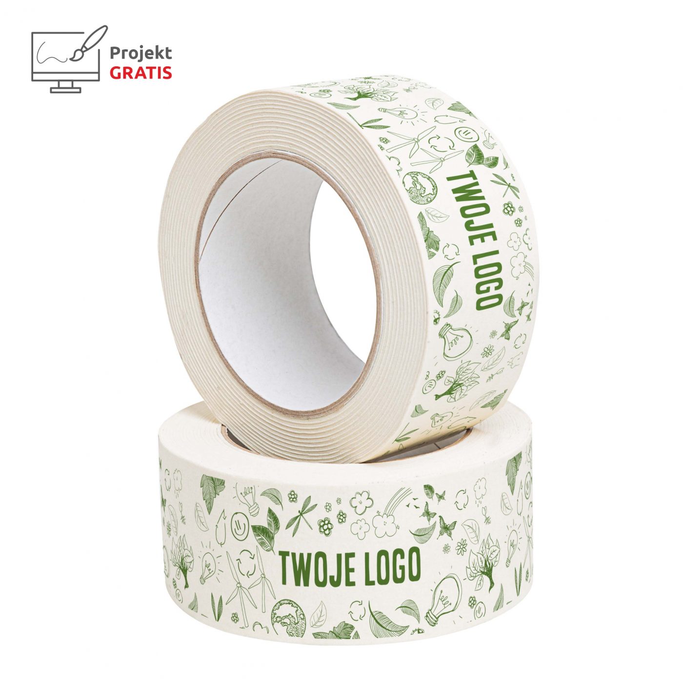 Paper solvent packaging tape with custom print and logo 50 mm x 60 m