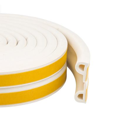 Self-adhesive rubber seal, P-profile, 9.5×5.5 mm (various colors and lengths)
