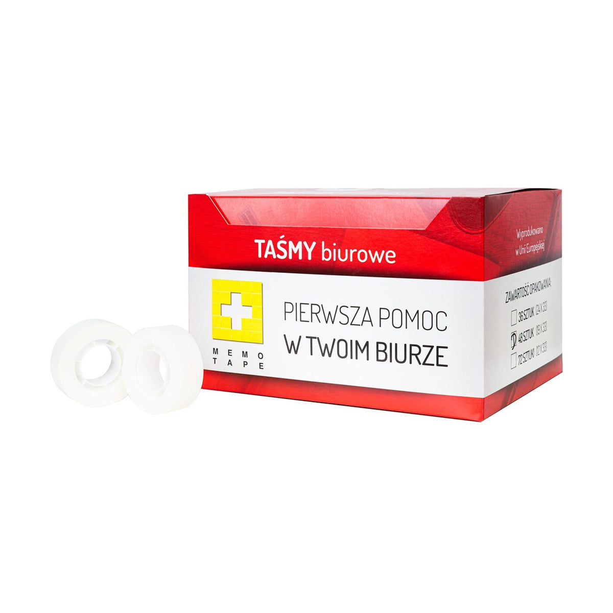 Memo-Tape Taśma biurowa invisible 19 mm x 33 m - 48 sztuk
