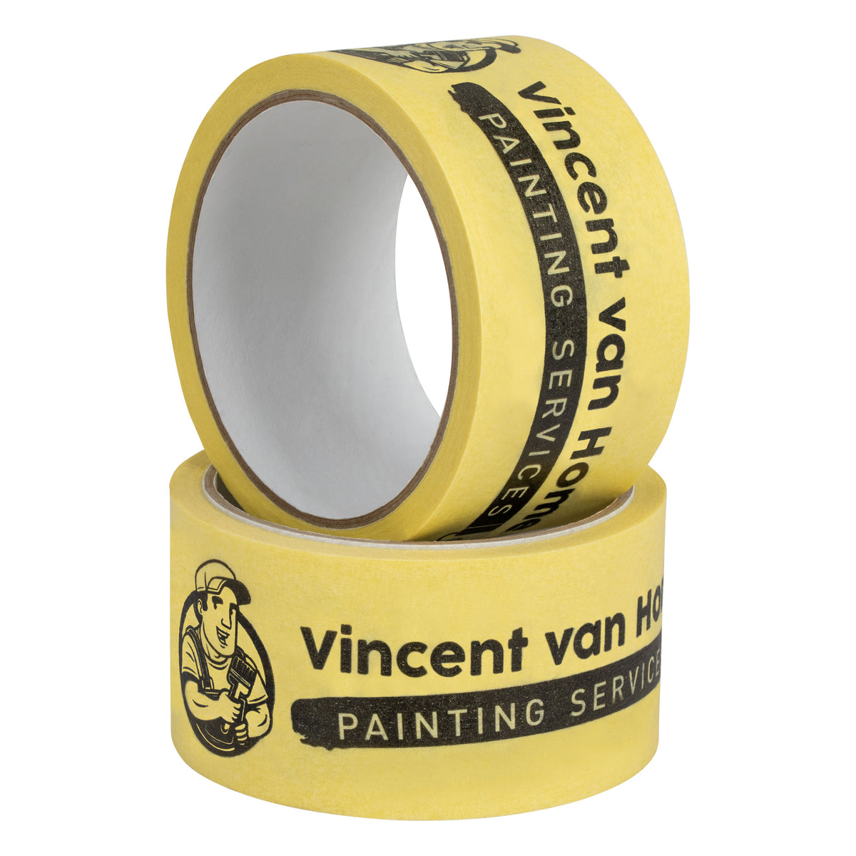 Yellow painter's masking tape 19 mm x 60m with custom print