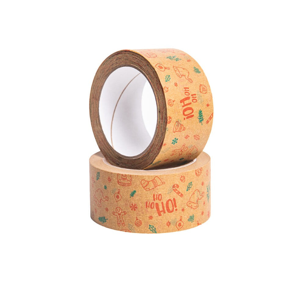 Paper Christmas packing tape with festive print 50 mm x 40 m – solvent