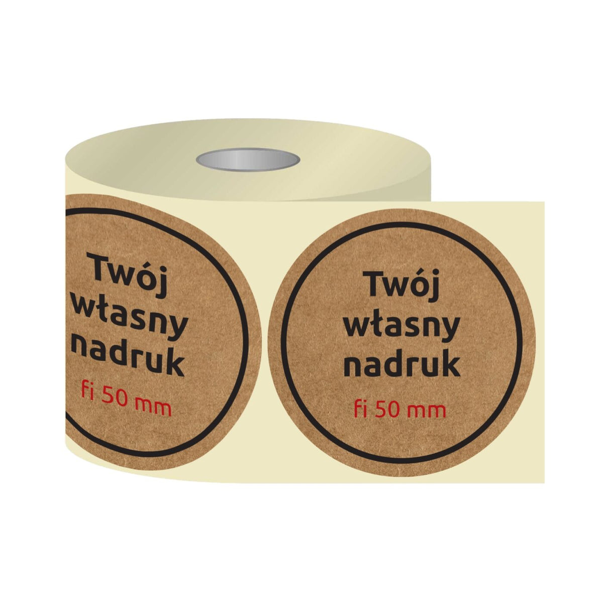Labels, thermal transfer stickers with KRAFT print Fi50 mm CIRCLE (various variants)