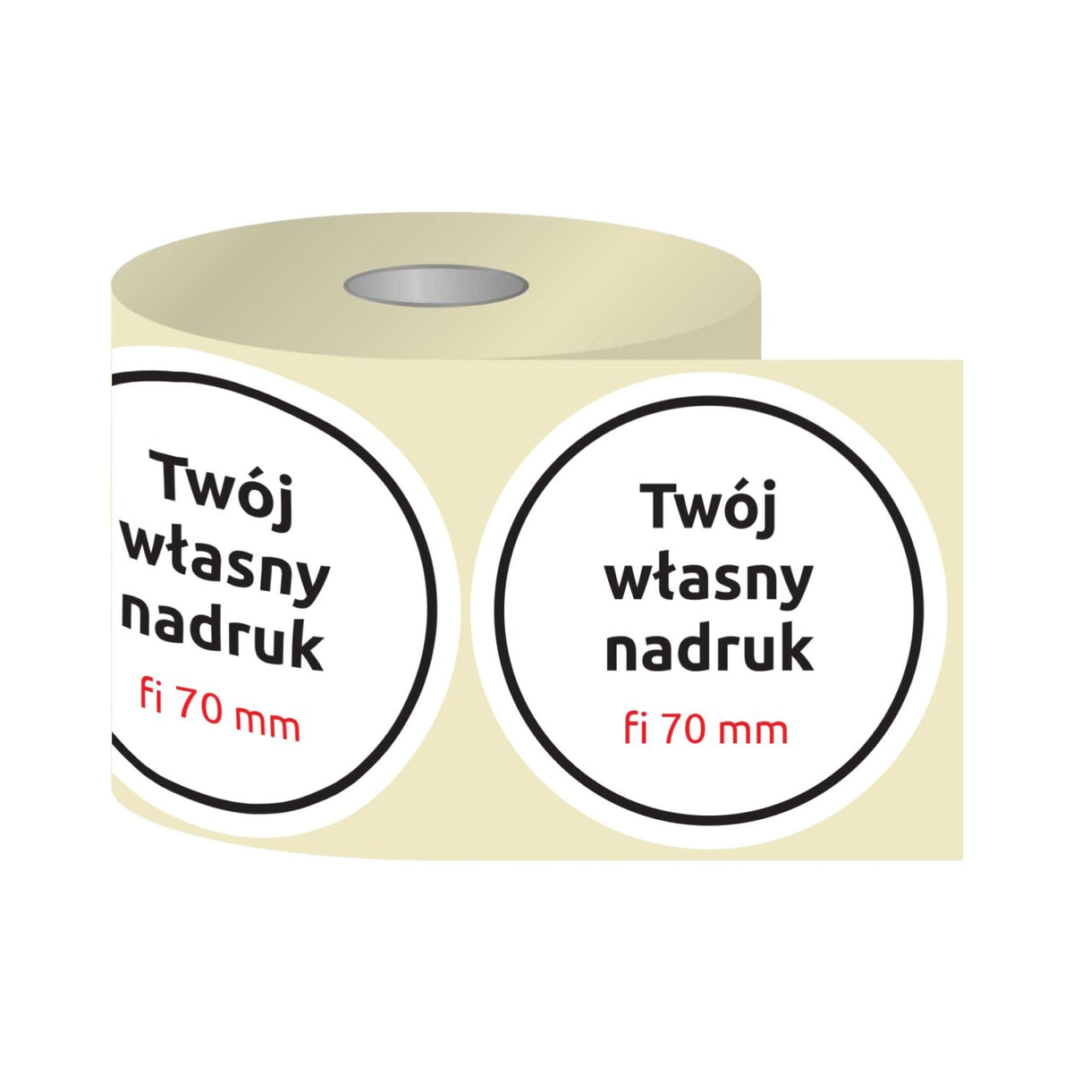 Etykiety, naklejki z nadrukiem Fi70 mm KÓŁKO (różne warianty)