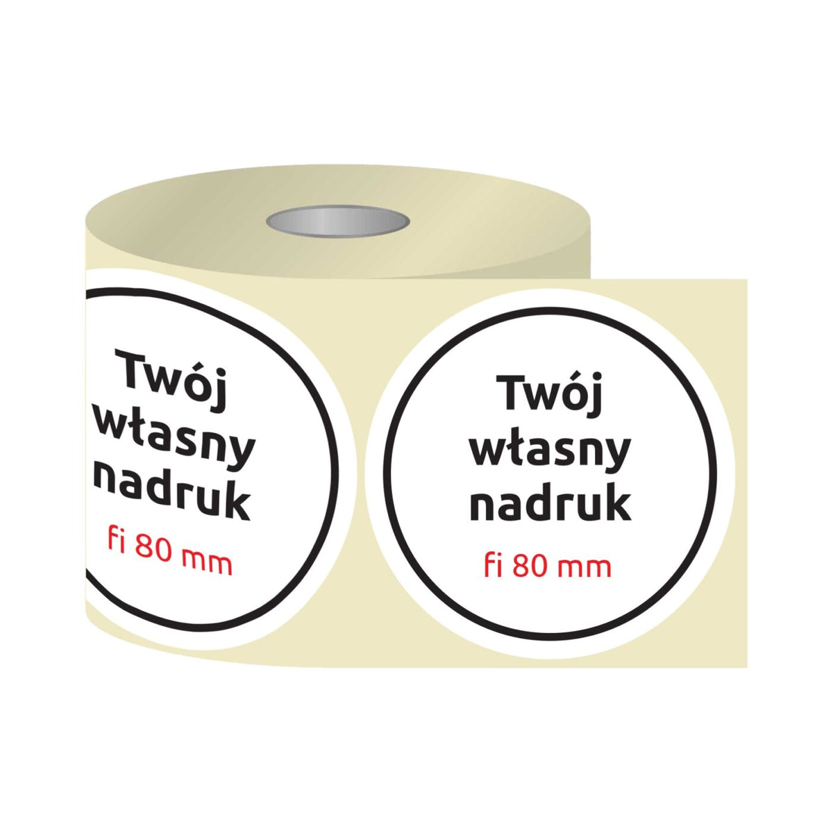 Etykiety, naklejki z nadrukiem Fi80 mm KÓŁKO (różne warianty)
