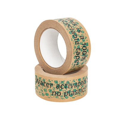 Custom printed water-activated paper tape with logo (various sizes)