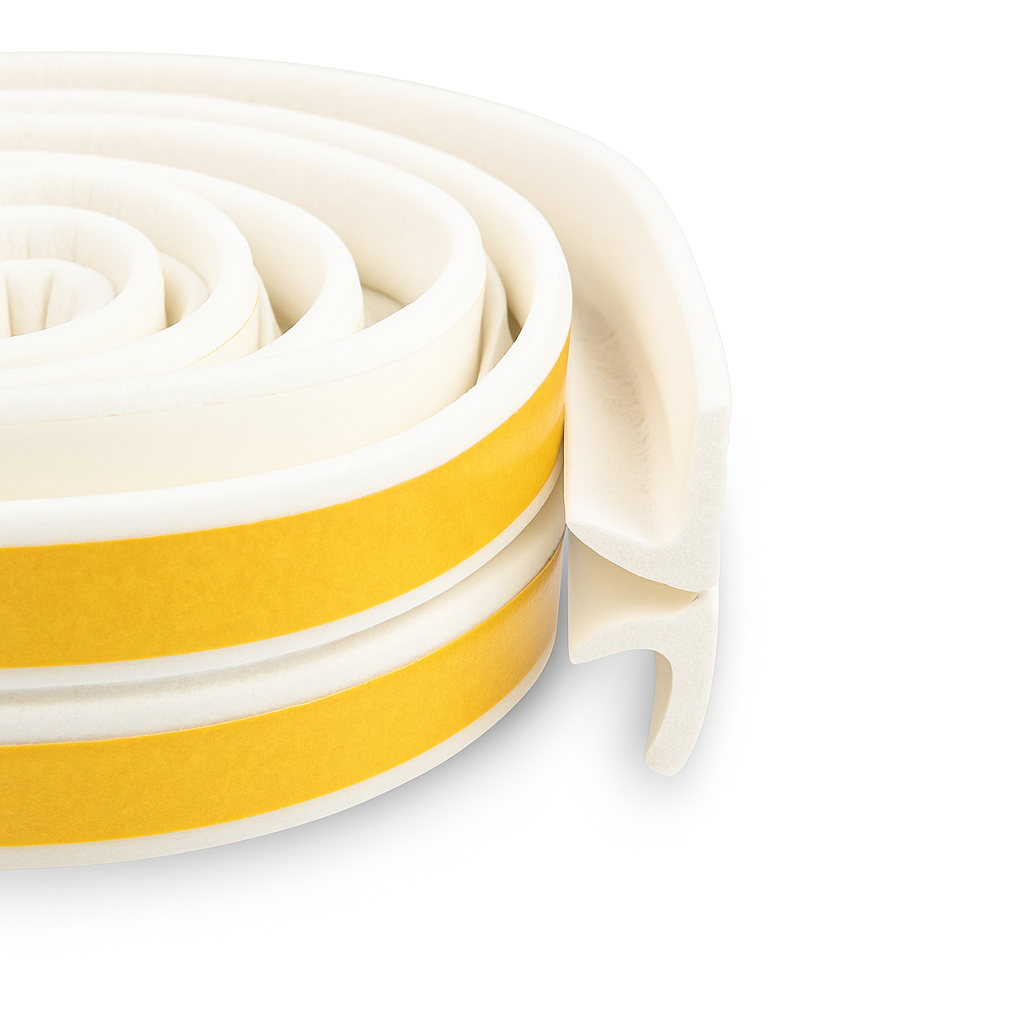 Self-adhesive rubber V-profile seal, 9x7 mm (various colors and lengths)